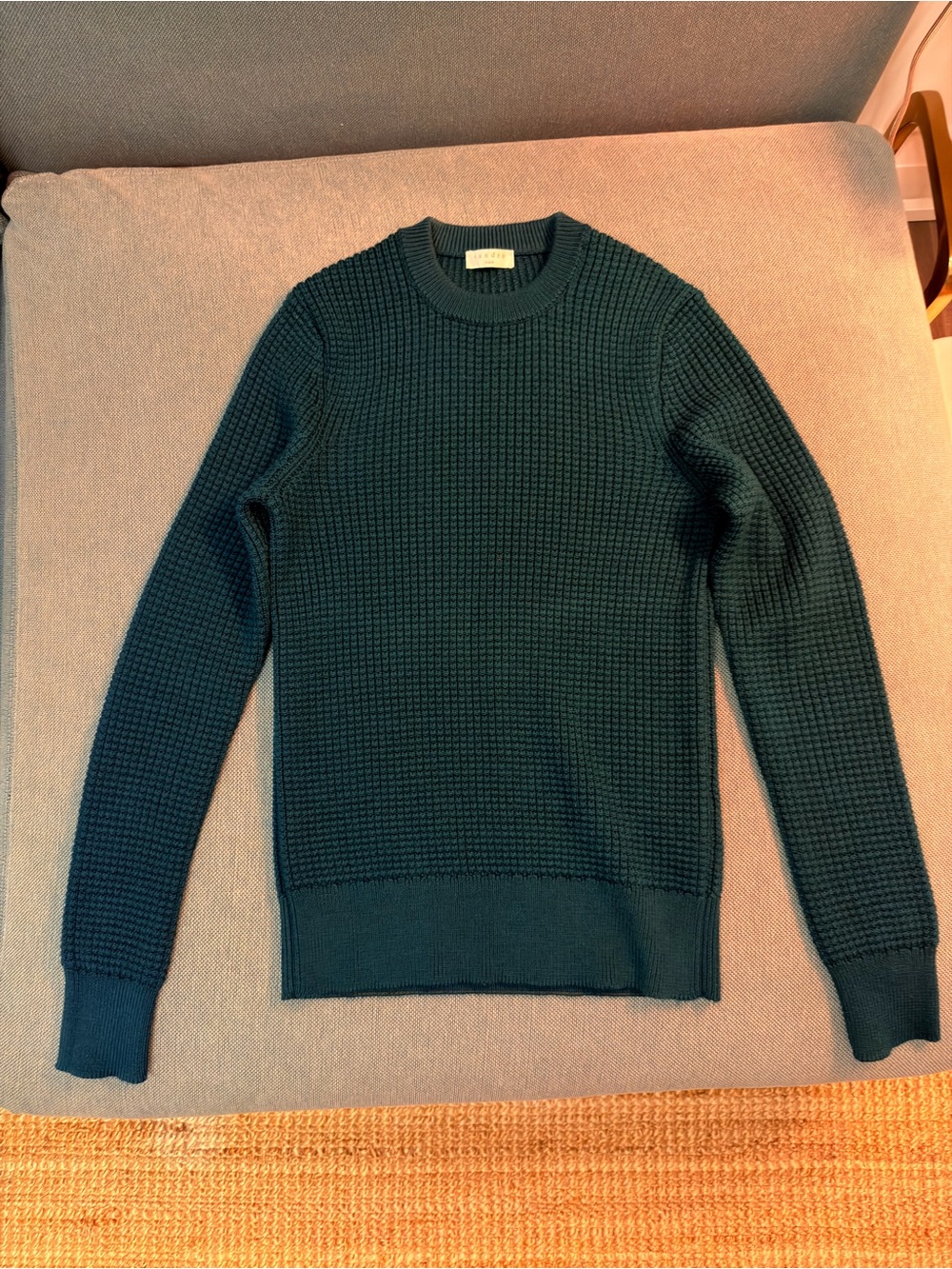 Sandro Men's Textured Forest Green Crewneck Sweater